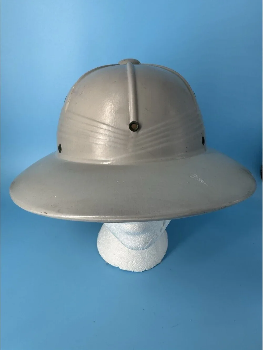 Vintage Golden Elephant Pith Helmet Safari Hat White Rain Sun Costume
